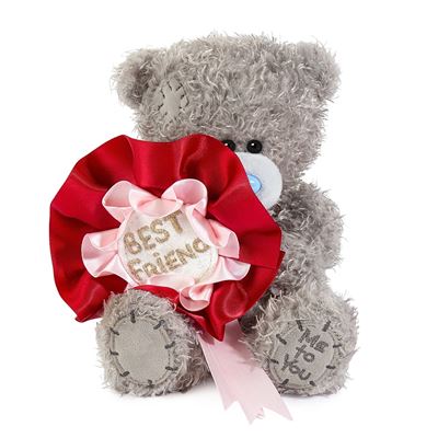 Me to You Tatty Teddy Plush 15cm - Bear With Best Friend Rosette On Luxury Gift Plinth