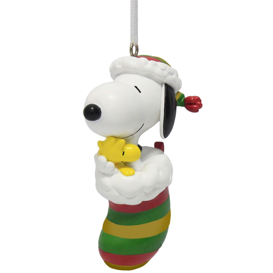 PEANUTS™ Hanging Ornament - SNOOPY & WOODSTOCK in Stocking