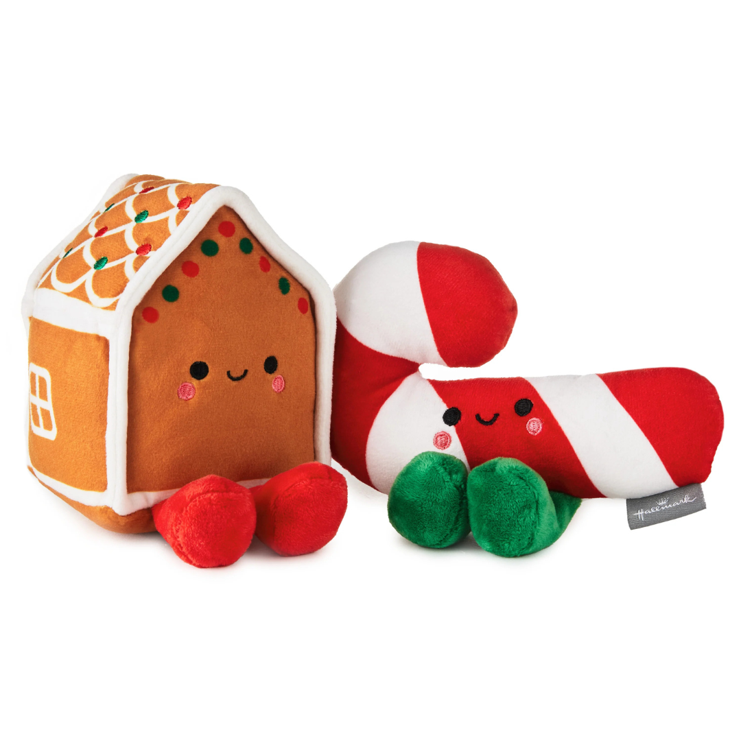 Hallmark Better Together -Gingerbread House and Candy Cane Magnetic Plush Pair