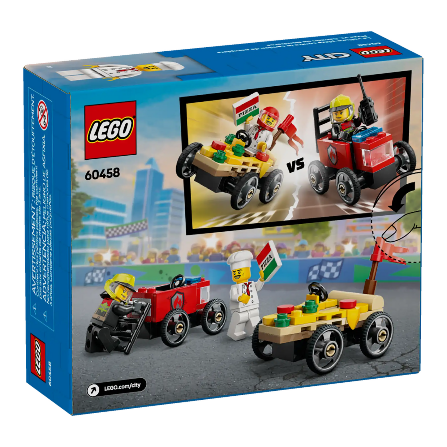 Pizza vs. Fire Truck Race Car Pack- 60458