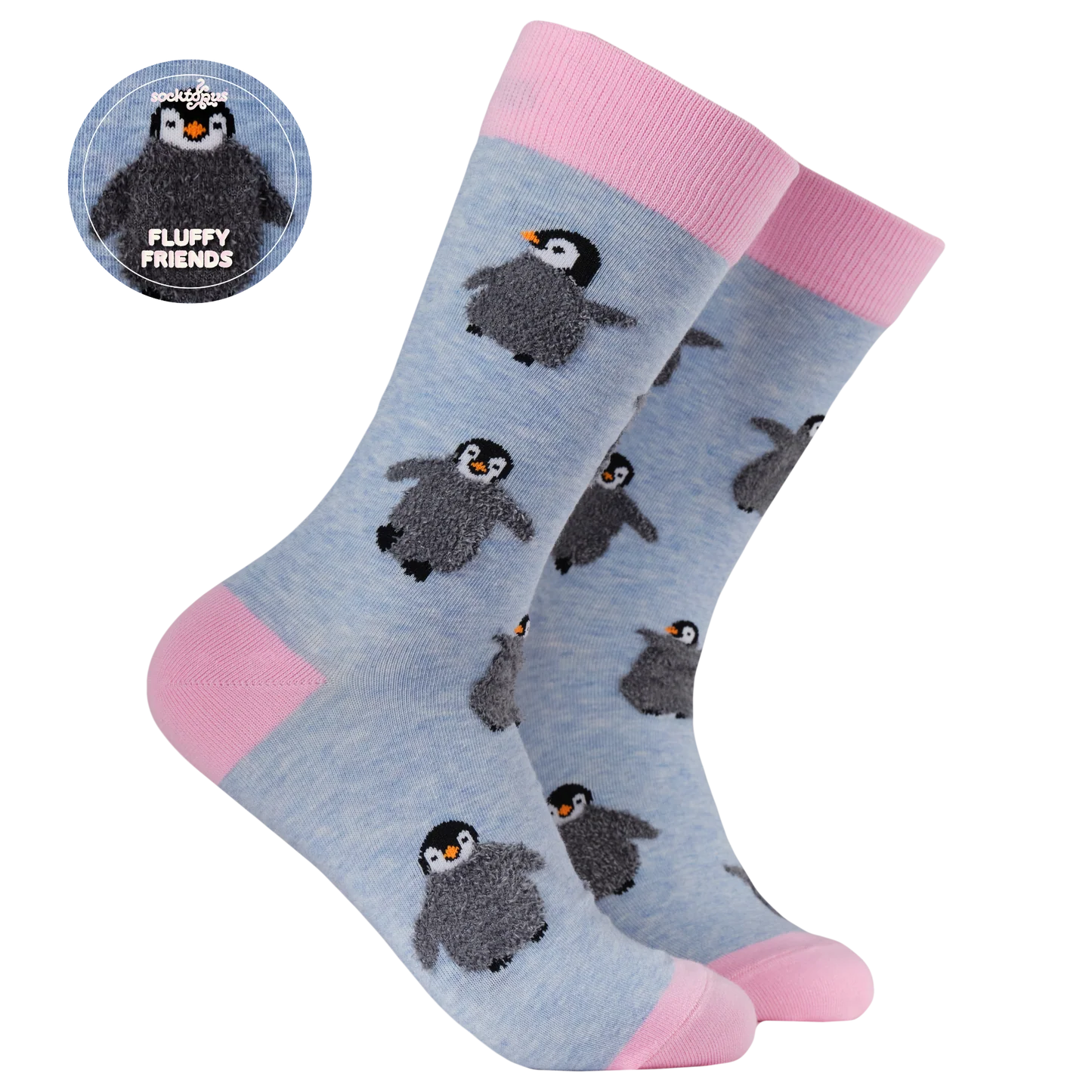 Fluffy Penguin Socks - Size 4-8