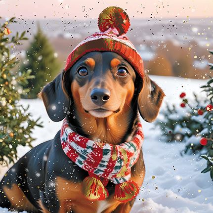 Darkroom - Daschund Dogs in Hats and Scarves