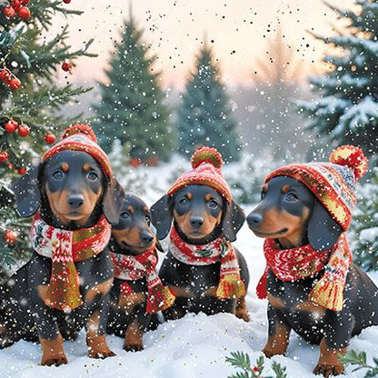 Darkroom - Daschund Dogs in Hats and Scarves