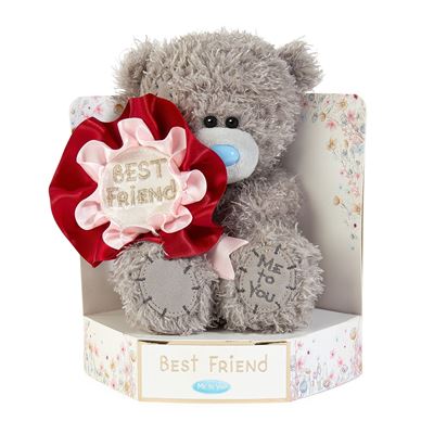 Me to You Tatty Teddy Plush 15cm - Bear With Best Friend Rosette On Luxury Gift Plinth