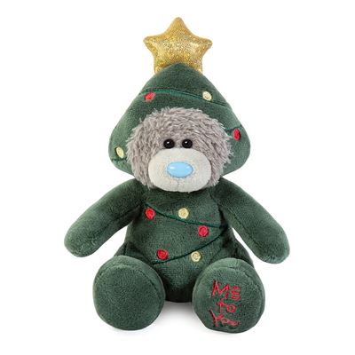 Me to You Tatty Teddy Plush Bear Dressed As Christmas Tree 13cm-High Bear On Gift Plinth