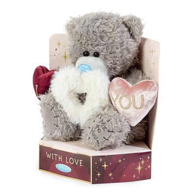 Me to You Tatty Teddy Plush -  Bear Holding Three Embroidered Hearts