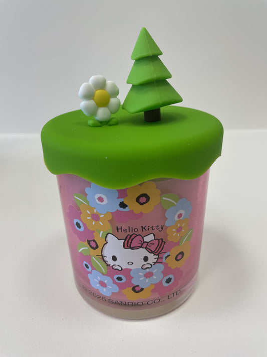 Spring Themed Candle, Glass Vessel with 3D Silicone Lid, Spring Blossom Scented