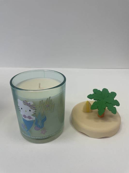 Summer Themed Candle, Glass Vessel with 3D Silicone Lid, Pina Colada Scented