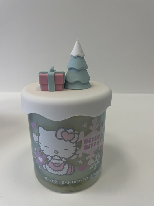 Winter Themed Candle, Glass Vessel with 3D Silicone Lid, Frosted Berries Scented