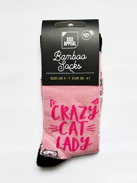 Sox Appeal - Crazy Cat Lady - Size UK 4-7