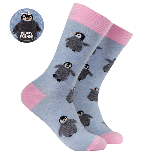 Fluffy Penguin Socks  - Size 4-8